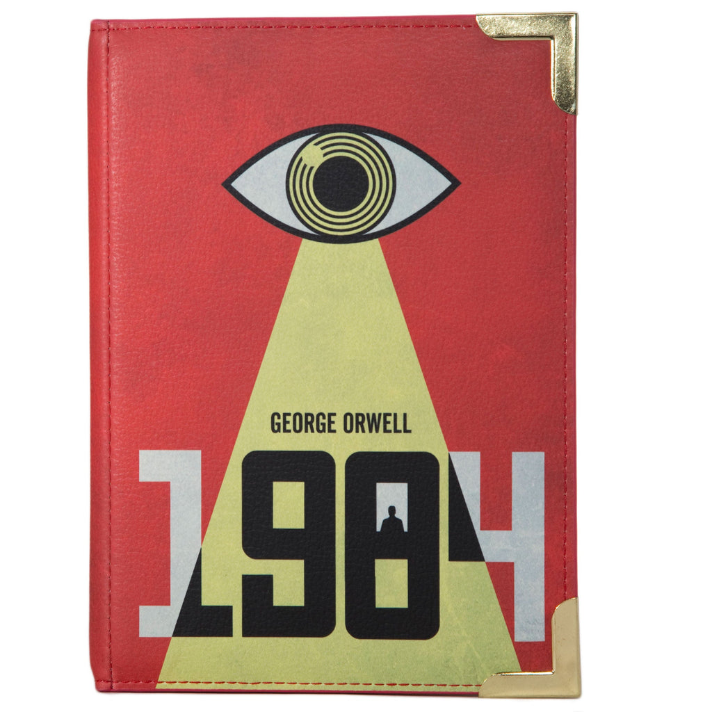 1984 Red and Yellow Handbag by George Orwell featuring Big Brother Eye design, by Well Read Co. - Front