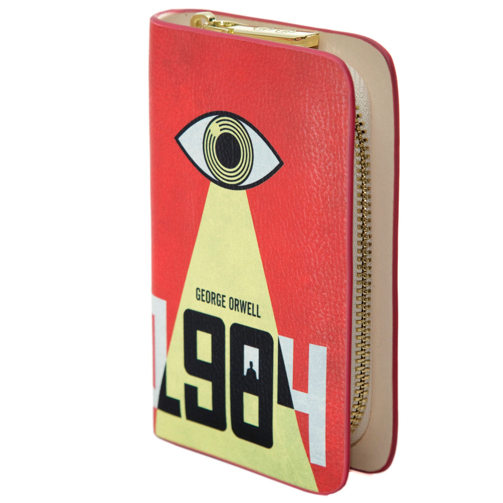 1984 Red and Yellow Wallet Purse by George Orwell featuring Big Brother's Eye design, by Well Read Co. - Front