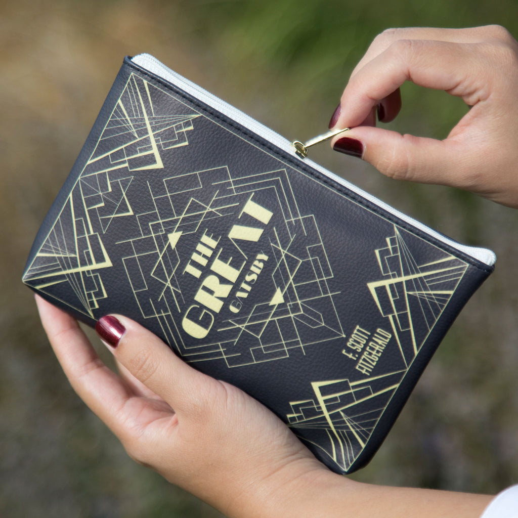 The Great Gatsby Black and Gold Pouch Purse by F. Scott Fitzgerald featuring Art Deco Lattice design, by Well Read Co. - Hand