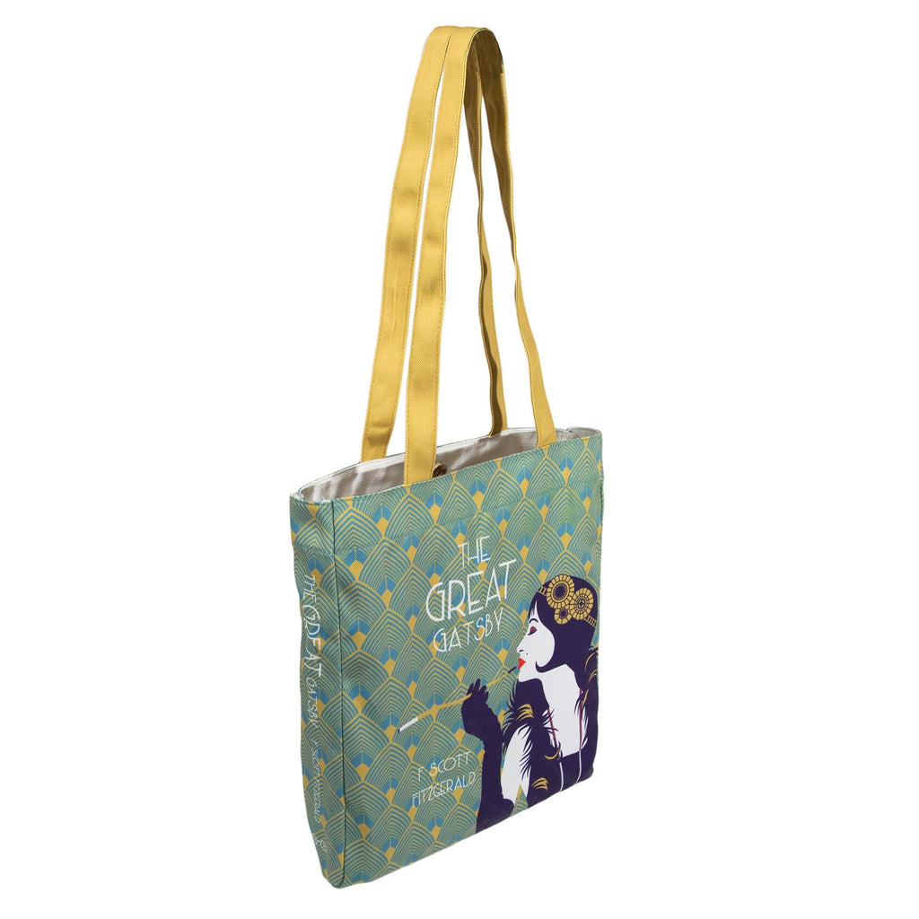The Great Gatsby Tote Bag by F. Scott Fitzgerald featuring flapper girl, by Well Read Co.- Side