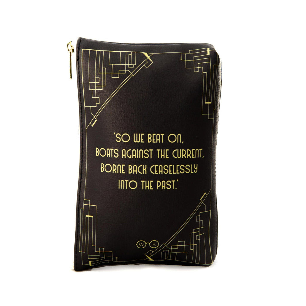 The Great Gatsby Black and Gold Pouch Purse by F. Scott Fitzgerald featuring Art Deco Lattice design, by Well Read Co. - Back