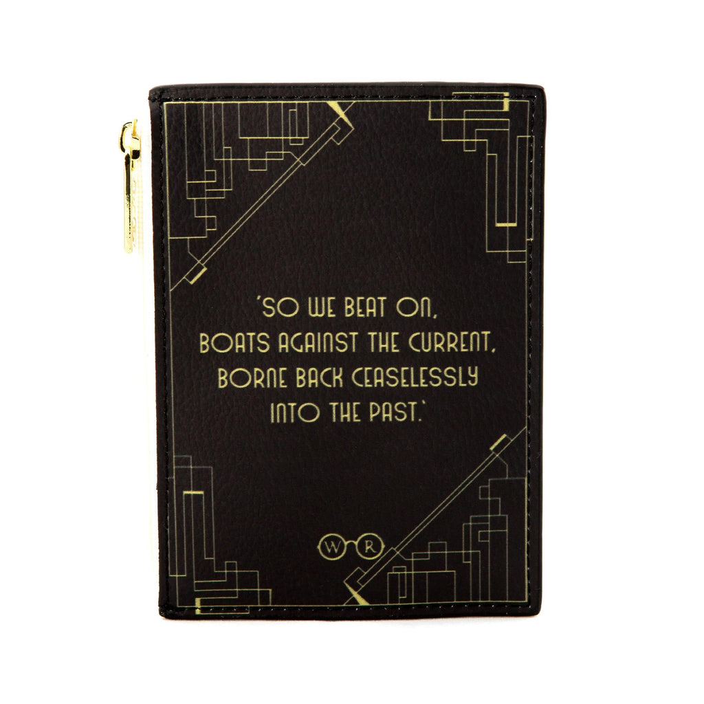 The Great Gatsby Black and Gold Coin Purse by F. Scott Fitzgerald featuring Art-Deco Lattice design, by Well Read Co. - Back