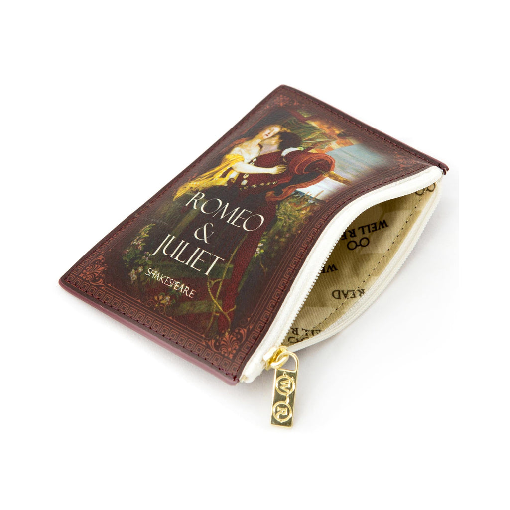 Romeo and Juliet Coin Purse by William Shakespeare featuring Ford Madox Brown's Painting design, by Well Read Co. - Opened Zipper