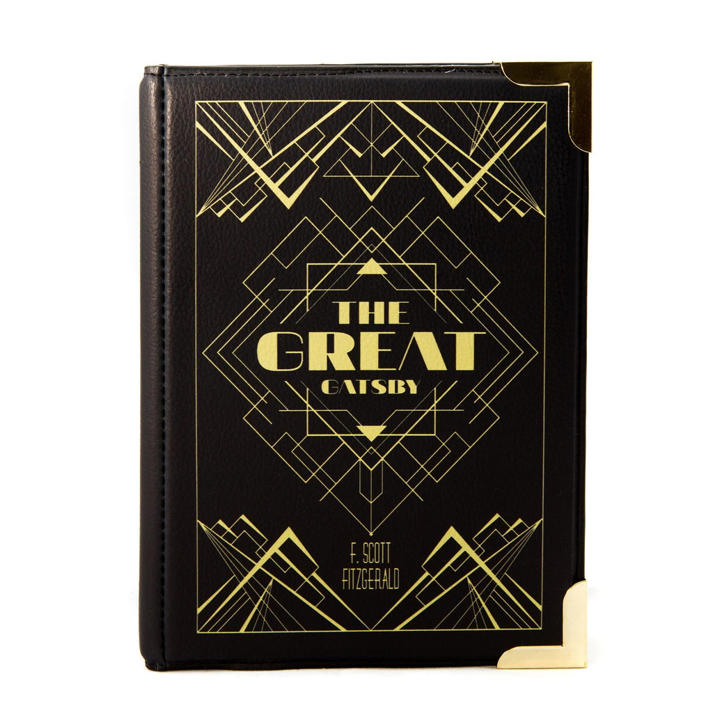 The Great Gatsby Black and Gold Handbag by F. Scott Fitzgerald featuring Art Deco design, by Well Read Co. - Front