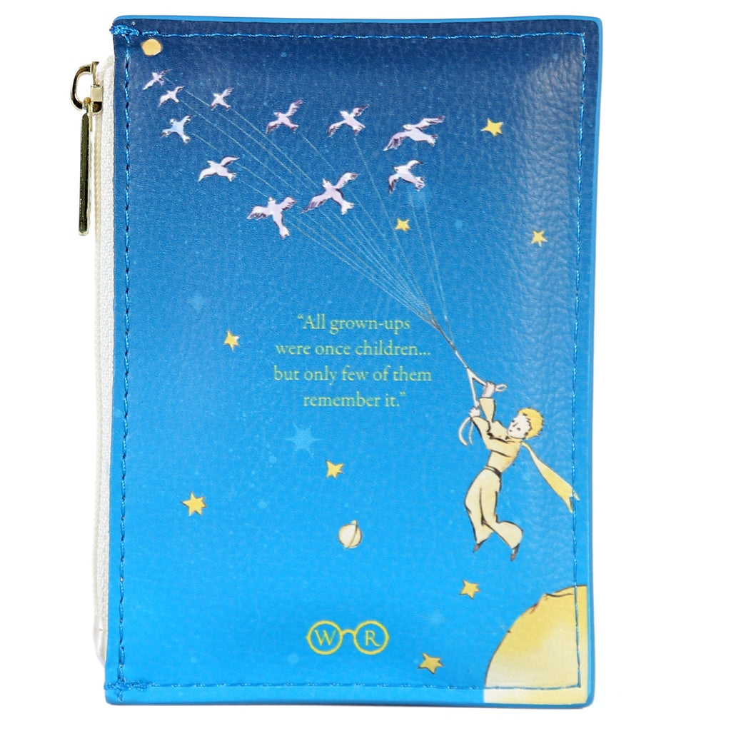The Little Prince Blue Coin Purse by Antoine de Saint-Exupéry featuring Little Prince on his Home Planet design, by Well Read Co. - Back