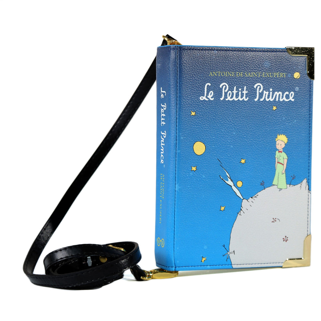 The Little Prince Blue Handbag by Antoine de Saint-Exupéry featuring Little Prince on his Home Planet design, by Well Read Co. - Side