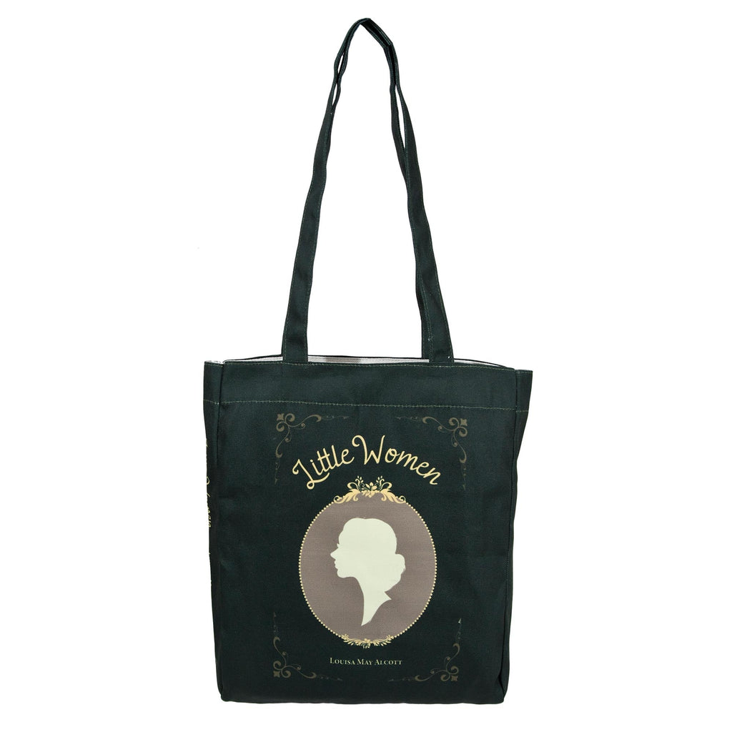 Little Women Green Tote Bag by Louisa May Alcott featuring Young Woman Profile design, by Well Read Co. - Front