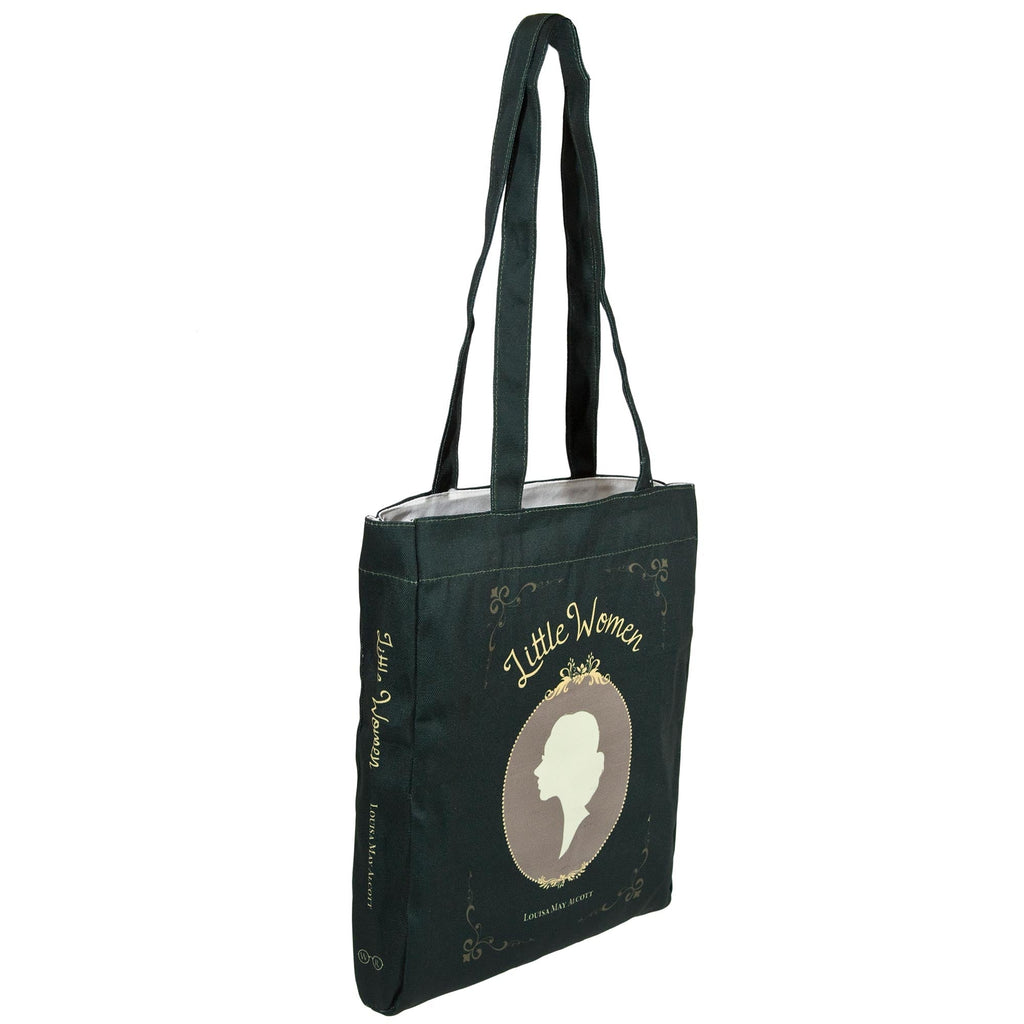 Little Women Green Tote Bag by Louisa May Alcott featuring Young Woman Profile design, by Well Read Co. - Side