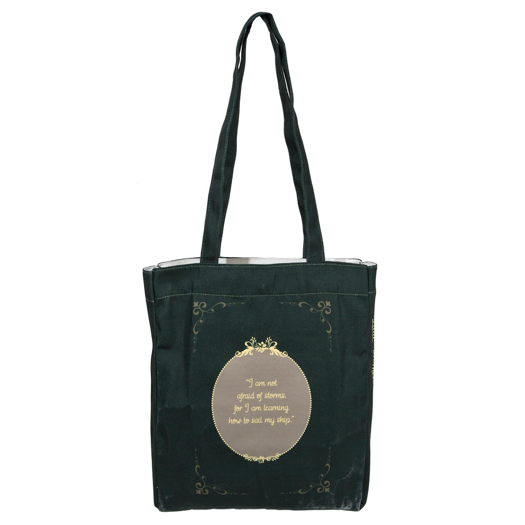 Little Women Green Tote Bag by Louisa May Alcott featuring Young Woman Profile design, by Well Read Co. - Back