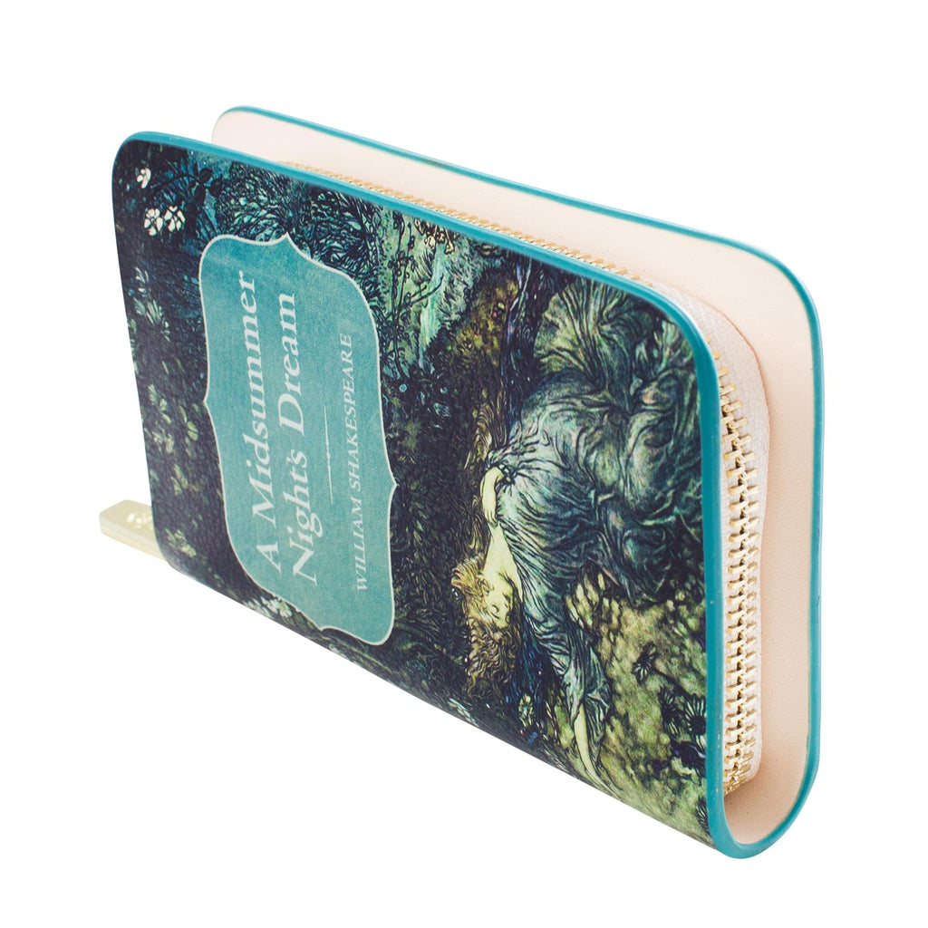 A Midsummer Night's Dream Green Wallet Purse by William Shakespeare featuring Tatiana and Cupid design, by Well Read Co. - Side