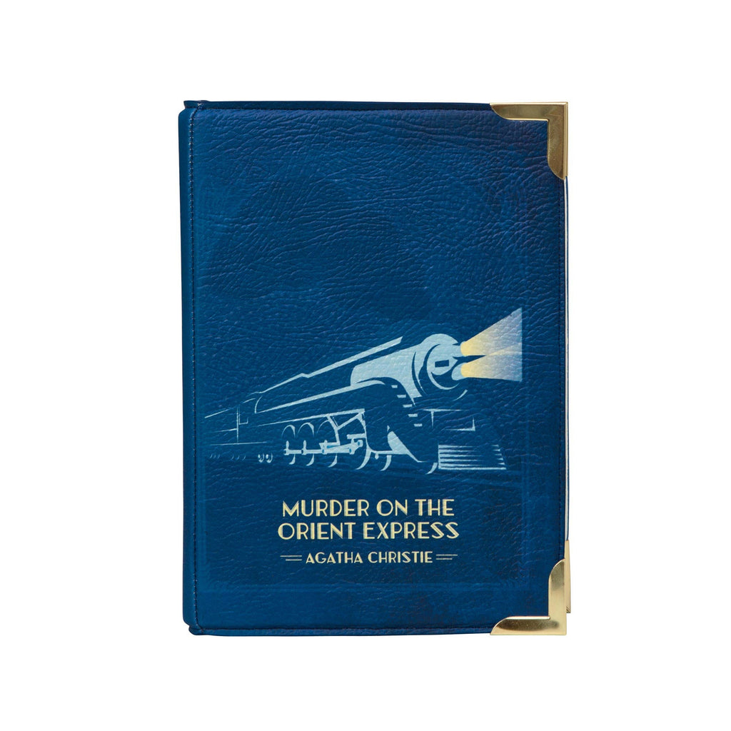 The Murder on the Orient Express Blue Handbag by Agatha Christie featuring Steam Train design, by Well Read Co. - Front