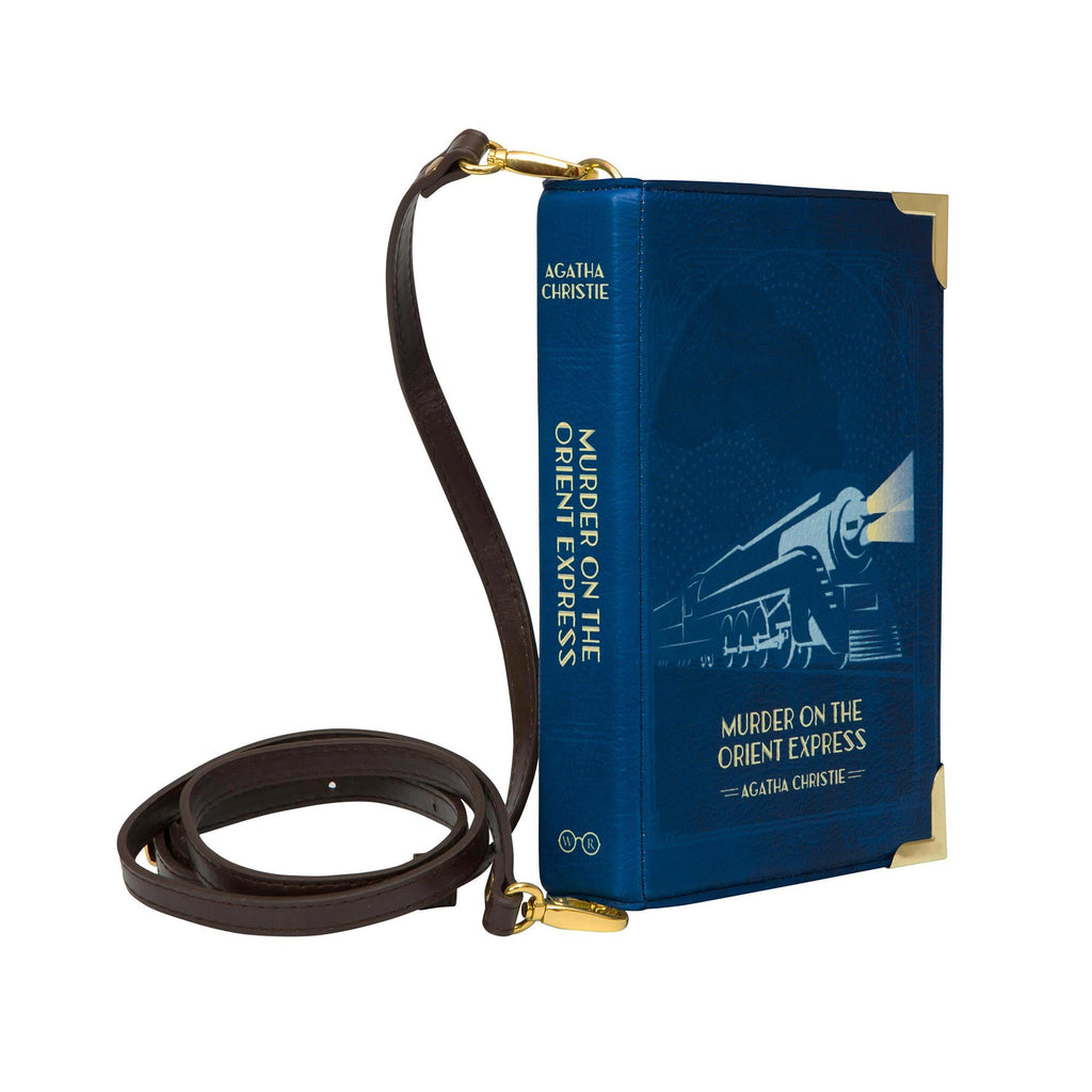 The Murder on the Orient Express Blue Handbag by Agatha Christie featuring Steam Train design, by Well Read Co. - Side