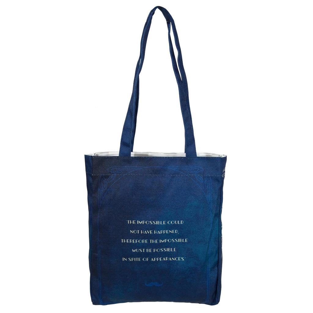 The Murder on the Orient Express Blue Tote Bag by Agatha Christie featuring Steam Train design, by Well Read Co. - Back