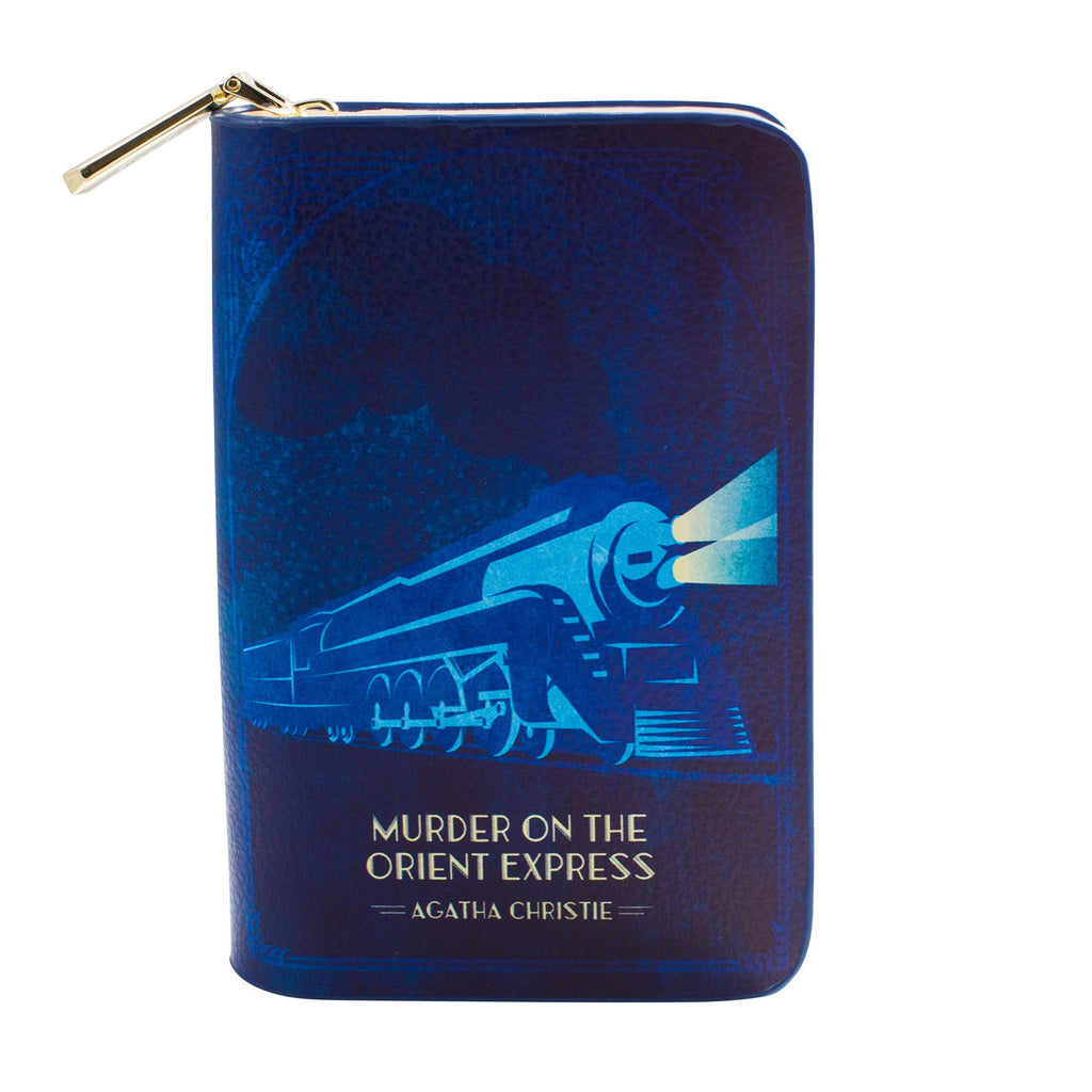The Murder on the Orient Express Red Wallet Purse by Agatha Christie featuring Steam Train design, by Well Read Co. - Opened Zipper
