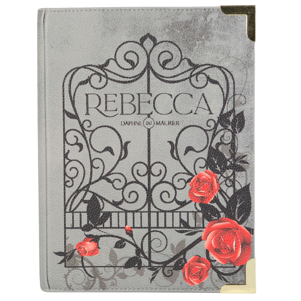 Rebecca Grey Handbag by Daphne du Maurier featuring Ornate Gate covered in Roses design, by Well Read Co. - Front
