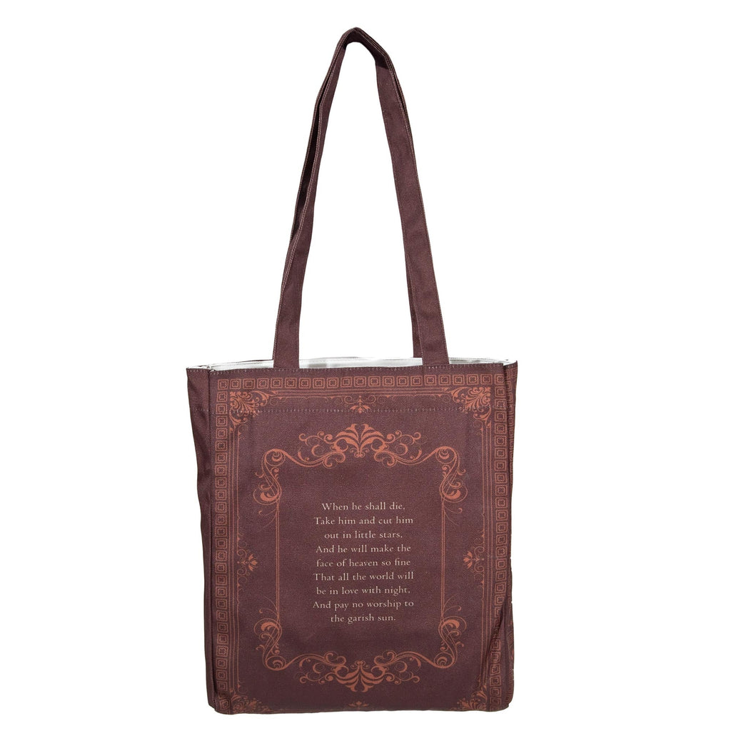 Romeo and Juliet Blue Tote Bag by William Shakespeare featuring Ford Madox Brown's 1870 Oil Painting, by Well Read Co. - Back