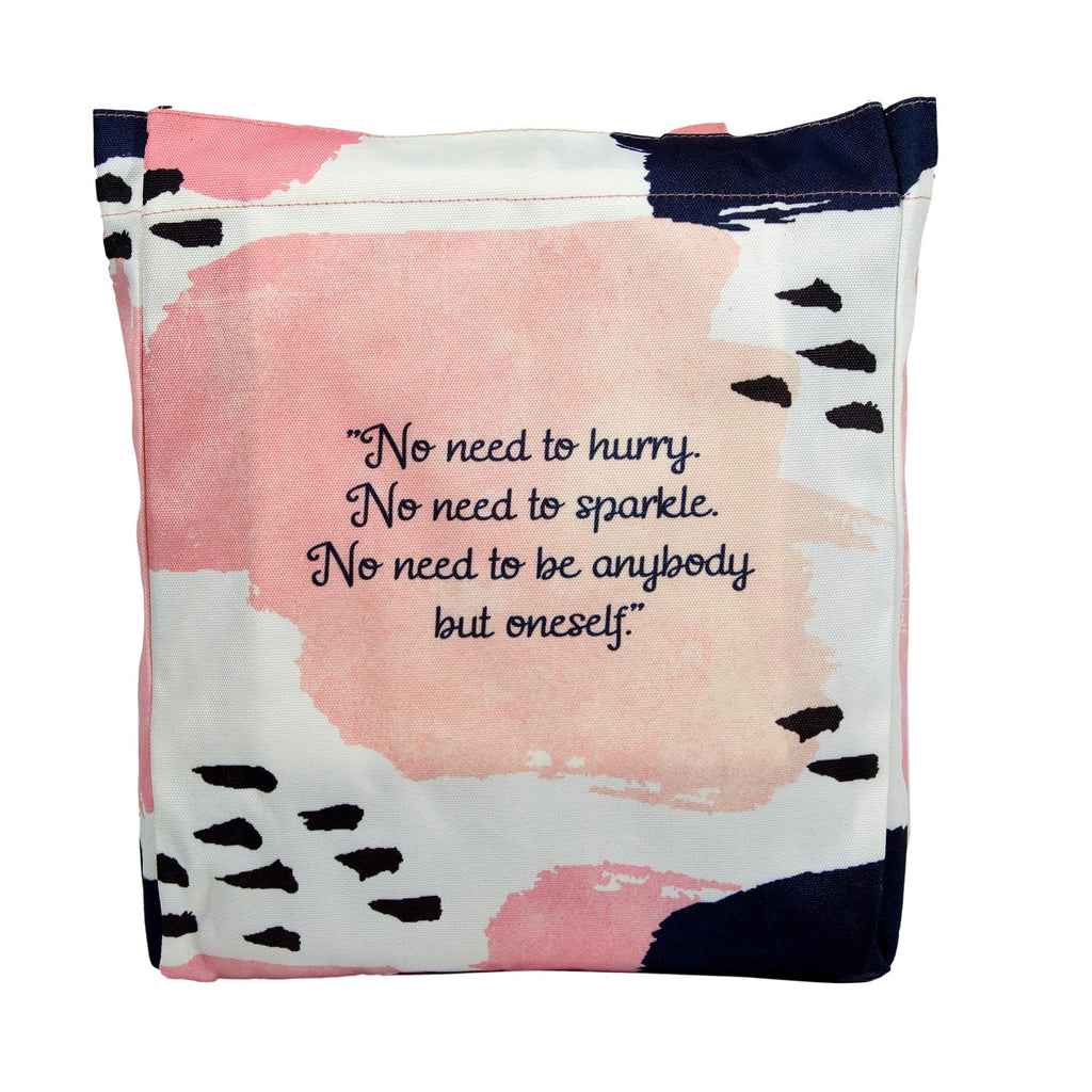 A Room of One's Own Pink and Blue Tote Bag by Virginia Woolf featuring Paint Splotches design, by Well Read Co. - Medium bag