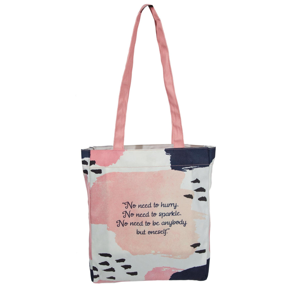 A Room of One's Own Pink and Blue Tote Bag by Virginia Woolf featuring Paint Splotches design, by Well Read Co. - Front
