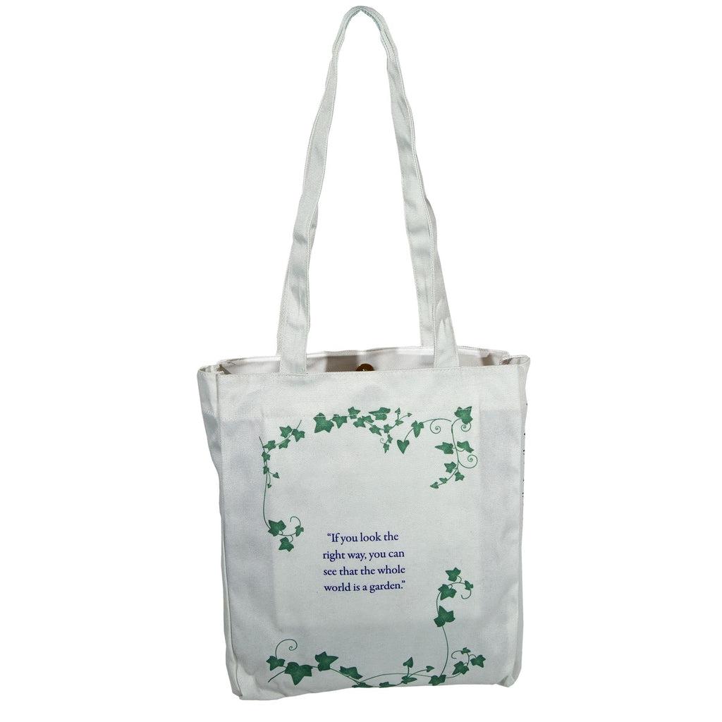 The Secret Garden Grey Tote Bag by F.H. Burnett featuring Gate and Ivy design, by Well Read Co. - Back