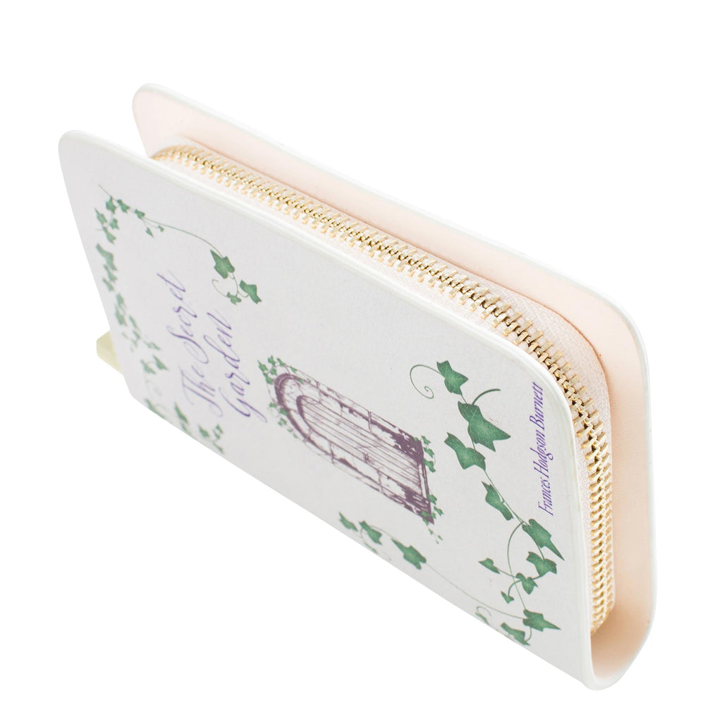 The Secret Garden Grey Zip Around Purse by F.H. Burnett featuring Ornate Gate and Ivy design, by Well Read Co. - Side