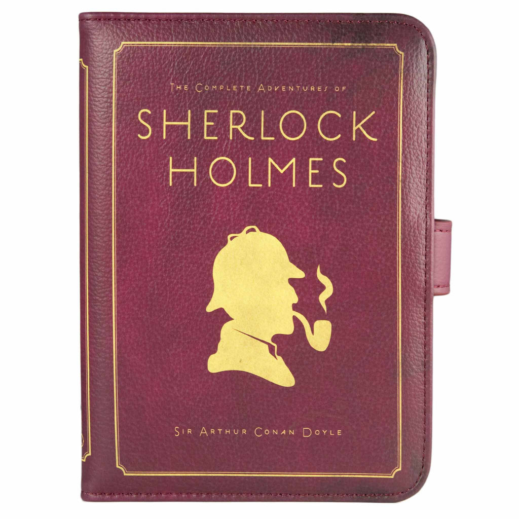 Sherlock Holmes Kindle Case: Burgundy Silhouette Design by Well Read Co. - Front View, Case Closed