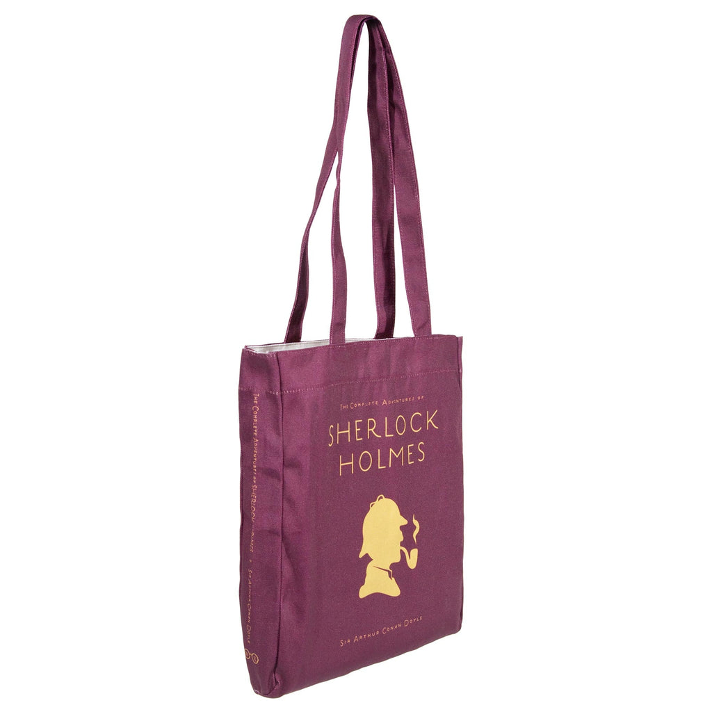 Sherlock Holmes Burgundy Tote Bag by Arthur Conan Doyle featuring Sherlock Holmes Silhouette design, by Well Read Co.  - Side