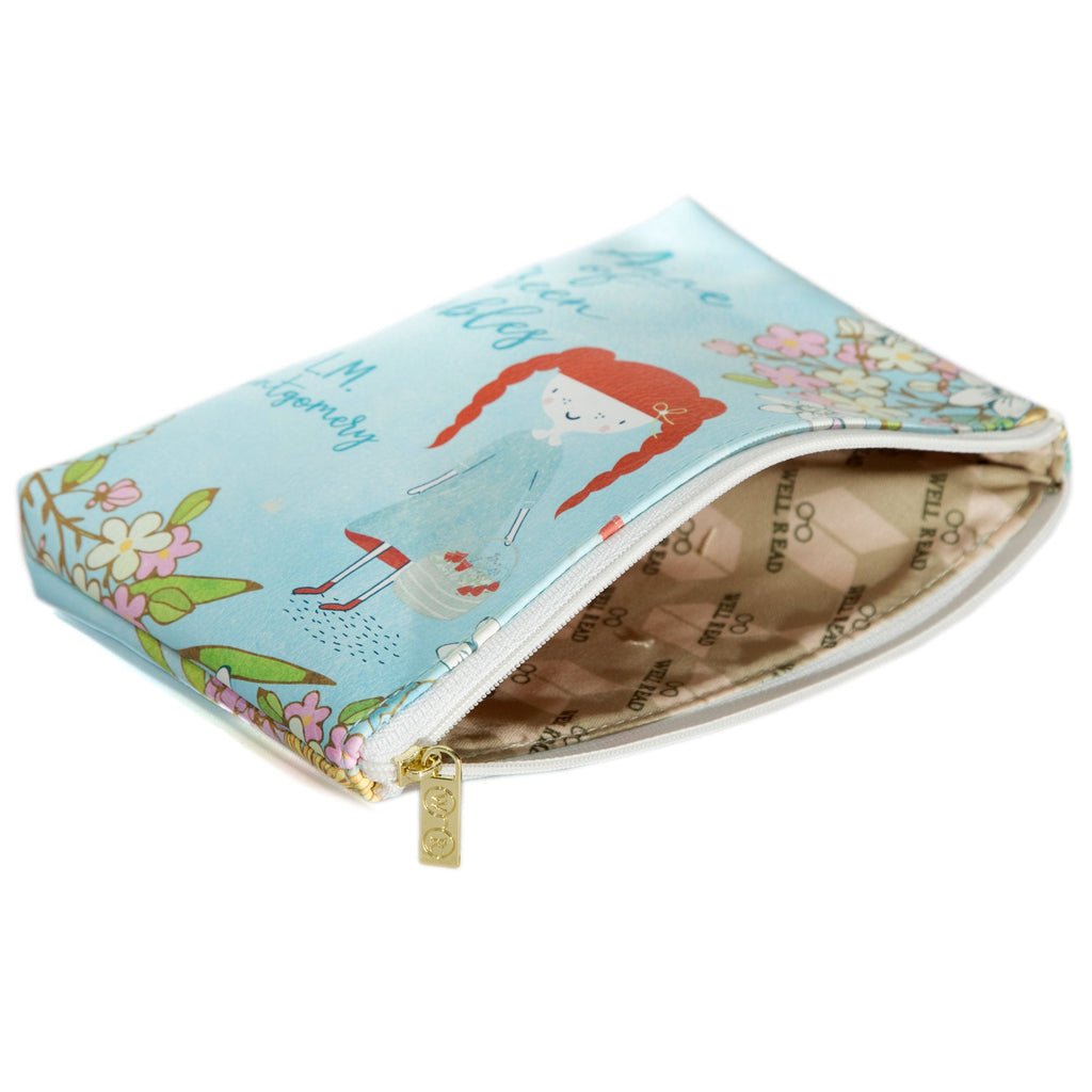 Anne of Green Gables Floral Pouch Purse by Lucy Maud Montgomery featuring Anne design, by Well Read Co. - Open