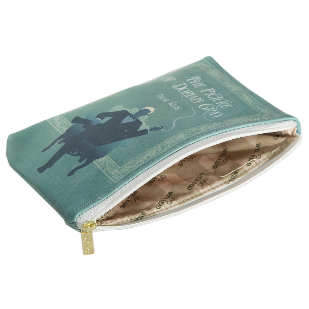 The Picture of Dorian Gray Green Pouch Purse by Oscar Wilde featuring Gentleman design, by Well Read Co. - Open