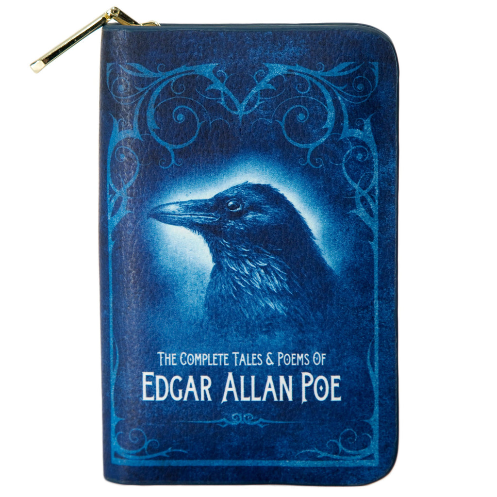 Complete Tales and Poems Blue Wallet Purse by Allan Edgar Poe featuring Raven design, by Well Read Co. - Front