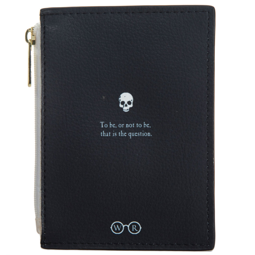 Hamlet Black Coin Purse by William Shakespeare featuring Gothic Skull-Like Playing Card Figures design, by Well Read Co. - Back
