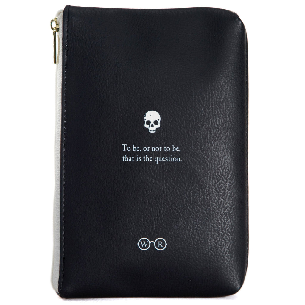 Hamlet Black Pouch Purse by William Shakespeare featuring Playing Card Skull design, by Well Read Co. - Back