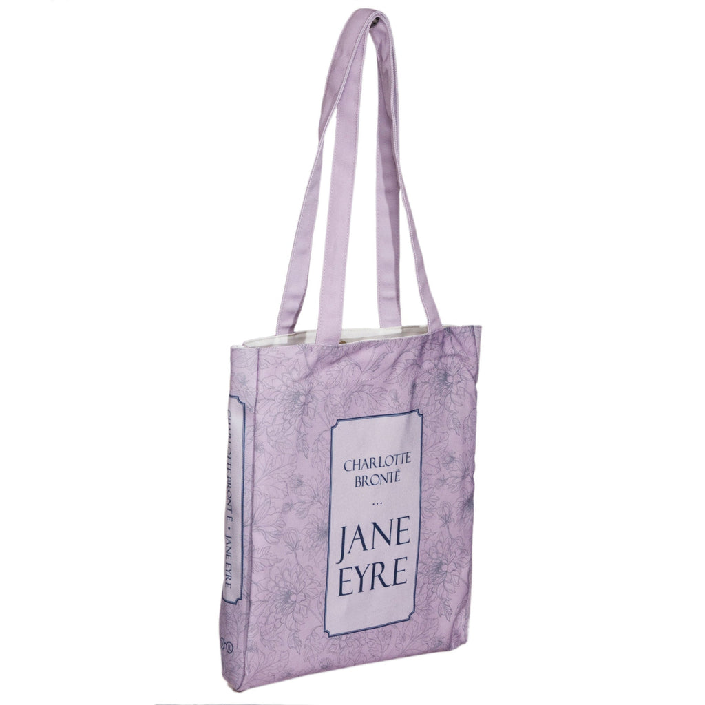 Jane Eyre Lilac Tote Bag by Charlotte Brontë featuring Floral design, by Well Read Co. - Side