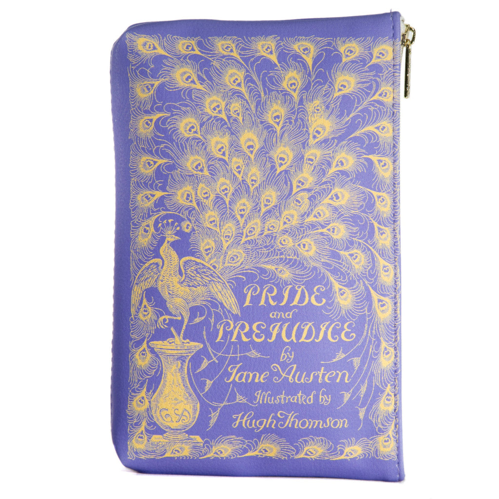 Pride and Prejudice Purple Pouch Purse by Jane Austen with Peacock design, by Well Read Co. - Hand