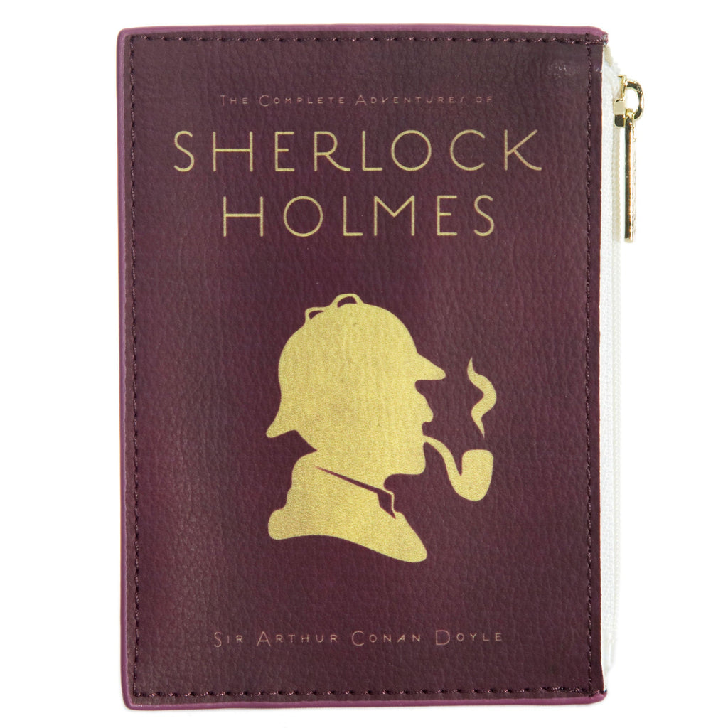 Sherlock Holmes Burgundy Coin Purse by Arthur Conan Doyle featuring Sherlock Holmes Silhouette design, by Well Read Co. - Front