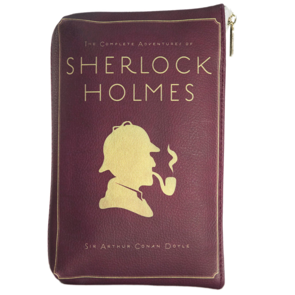 Sherlock Holmes Burgundy Pouch Purse by Arthur Conan Doyle featuring Sherlock Holmes Silhouette design, by Well Read Co. - Front