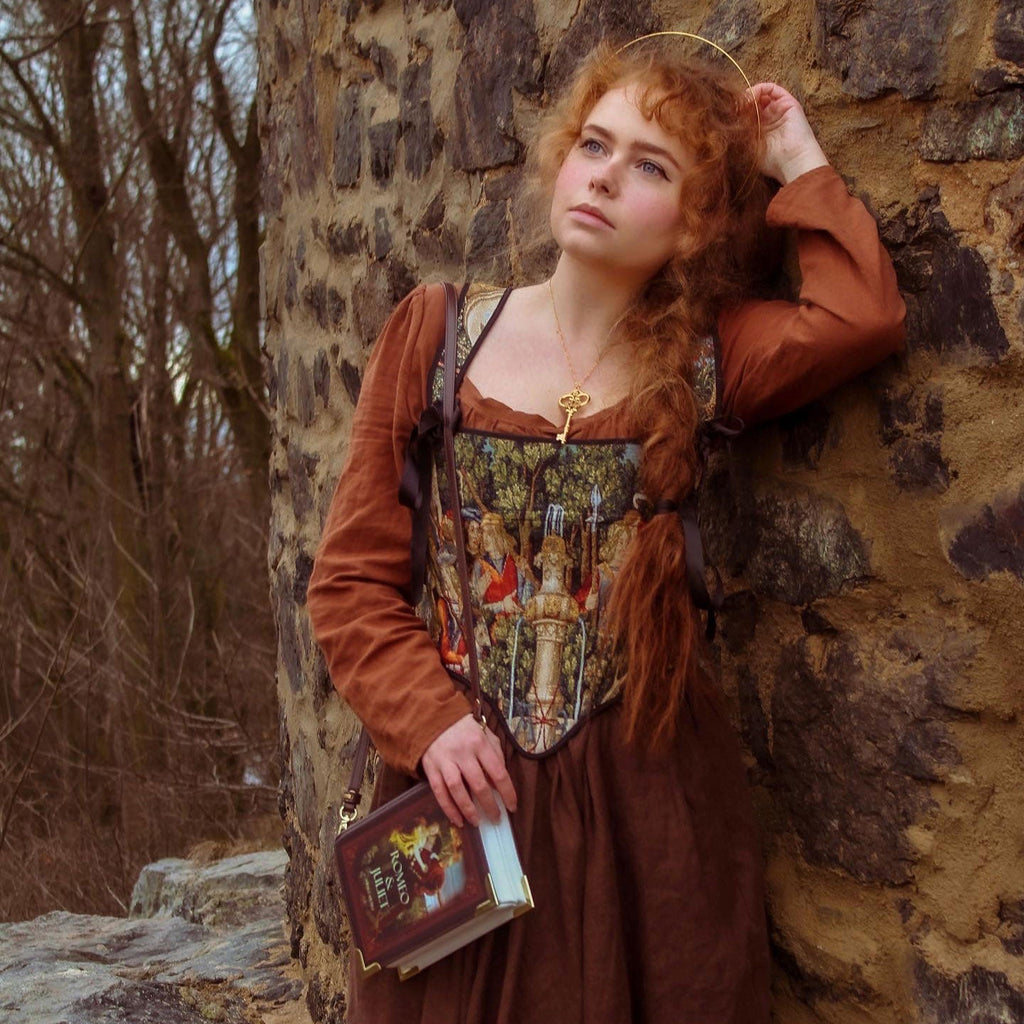Romeo and Juliet Red Handbag by William Shakespeare featuring Ford Madox Brown's Romeo and Juliet design, by Well Read Co. - Model