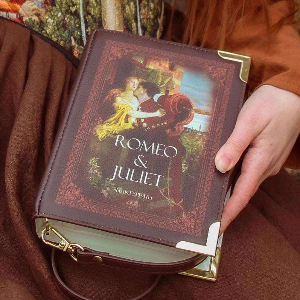 Romeo and Juliet Red Handbag by William Shakespeare featuring Ford Madox Brown's Romeo and Juliet design, by Well Read Co. - Hand